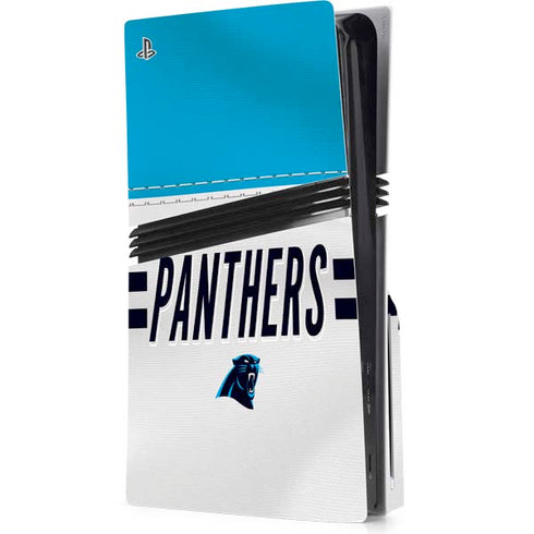 NFL Carolina Panthers White Striped PS5 Pro Disk Console Skin