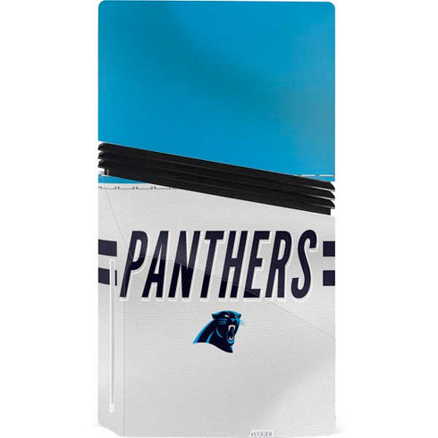 NFL Carolina Panthers White Striped PS5 Pro Disk Console Skin