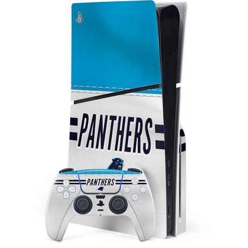 NFL Carolina Panthers White Striped PlayStation PS5 Skins