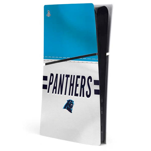 NFL Carolina Panthers White Striped PS5 Slim Digital Edition Console Skin