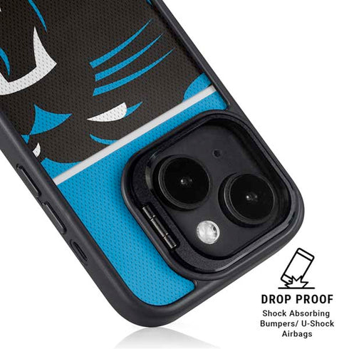 NFL Carolina Panthers Zone Block iPhone 14 Plus Kickstand Case