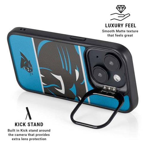 NFL Carolina Panthers Zone Block iPhone 15 Kickstand Case