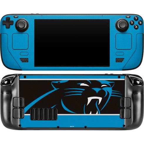 NFL Carolina Panthers Zone Block Steam Deck Handheld Gaming Computer OLED Skin