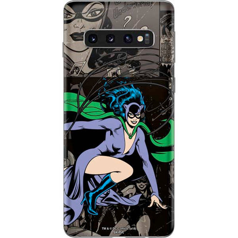 DC Comics Catwoman Vintage Action Pose Pattern Galaxy S10 Skin