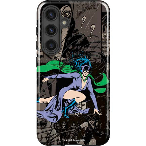 DC Comics Catwoman Vintage Action Pose Pattern Galaxy S25 Plus Impact Case
