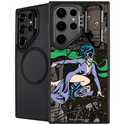 DC Comics Catwoman Vintage Action Pose Pattern Galaxy Cases