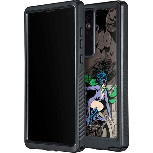 DC Comics Catwoman Vintage Action Pose Pattern Galaxy S24 Ultra Waterproof Case