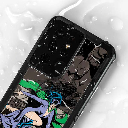 DC Comics Catwoman Vintage Action Pose Pattern Galaxy S24 Ultra Waterproof Case