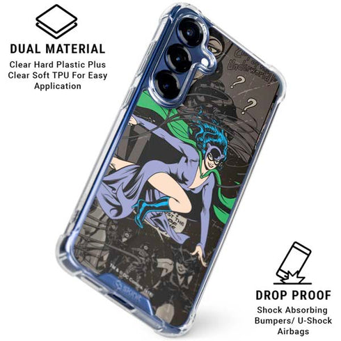 DC Comics Catwoman Vintage Action Pose Pattern Galaxy S25 Clear Case