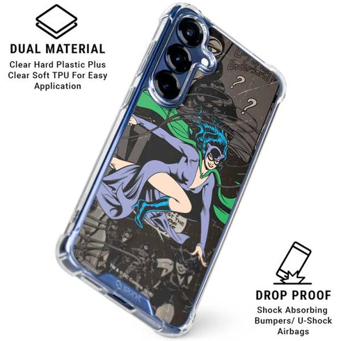 DC Comics Catwoman Vintage Action Pose Pattern Galaxy S25 FE Clear Case