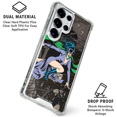 DC Comics Catwoman Vintage Action Pose Pattern Galaxy S25 Ultra Clear Case