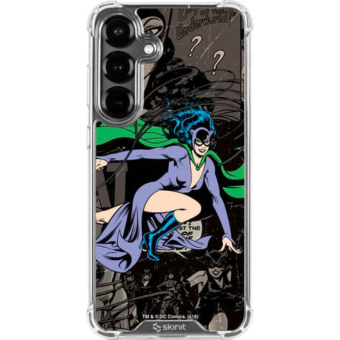 DC Comics Catwoman Vintage Action Pose Pattern Galaxy S26 Clear Case
