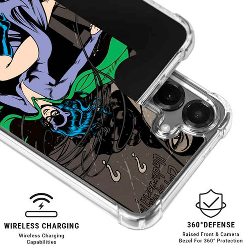 DC Comics Catwoman Vintage Action Pose Pattern Galaxy S26 Clear Case