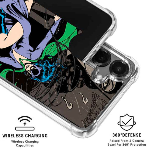 DC Comics Catwoman Vintage Action Pose Pattern Galaxy S26 Plus Clear Case