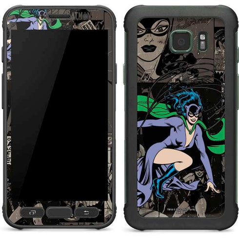 DC Comics Catwoman Vintage Action Pose Pattern Galaxy S7 Active Skin