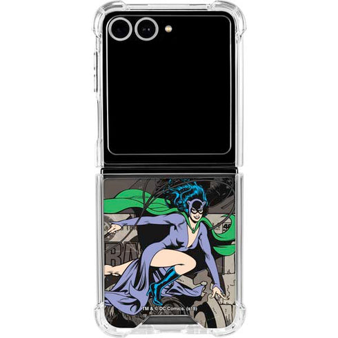 DC Comics Catwoman Vintage Action Pose Pattern Galaxy Z Flip7 Clear Case