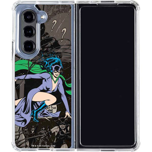 DC Comics Catwoman Vintage Action Pose Pattern Galaxy Z Fold5 5G Clear Case