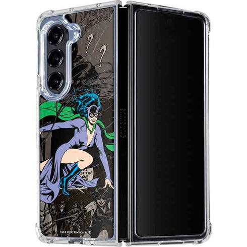 DC Comics Catwoman Vintage Action Pose Pattern Galaxy Z Fold5 5G Clear Case