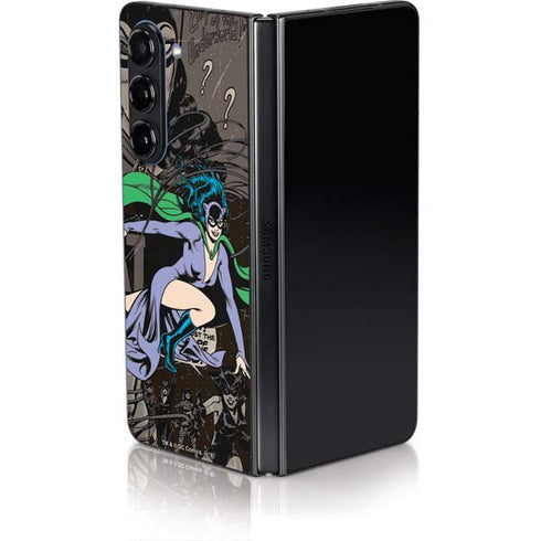 DC Comics Catwoman Vintage Action Pose Pattern Galaxy Z Fold5 5G Skin