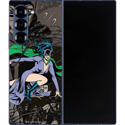 DC Comics Catwoman Vintage Action Pose Pattern Galaxy Z Fold6 Skin