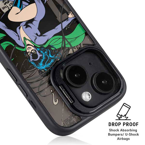 DC Comics Catwoman Vintage Action Pose Pattern iPhone 15 Plus Kickstand Case
