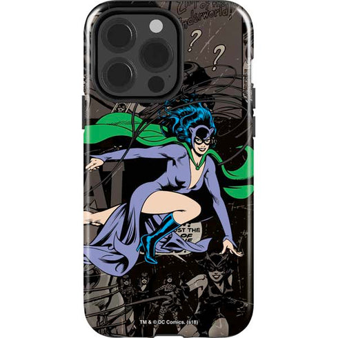 DC Comics Catwoman Vintage Action Pose Pattern iPhone 15 Pro Impact Case