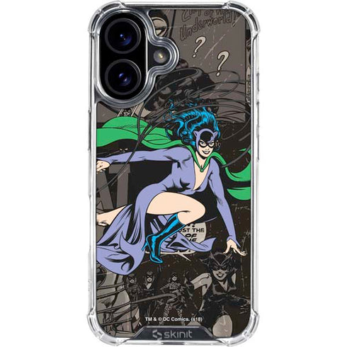 DC Comics Catwoman Vintage Action Pose Pattern iPhone 16 Plus Clear Case