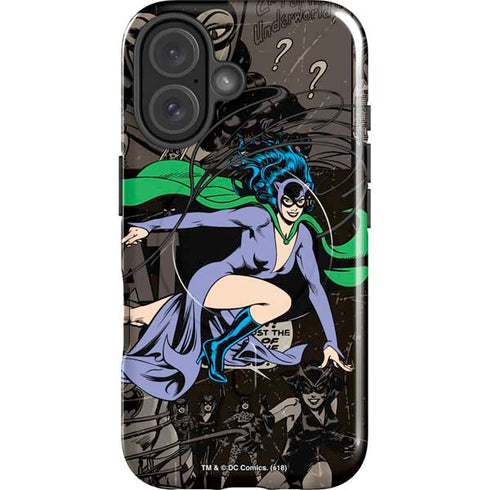 DC Comics Catwoman Vintage Action Pose Pattern iPhone 16 Plus Magsafe Impact Case