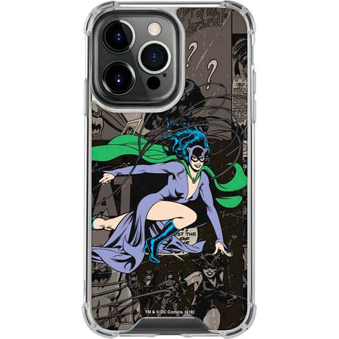 DC Comics Catwoman Vintage Action Pose Pattern iPhone 16 Pro Clear Case