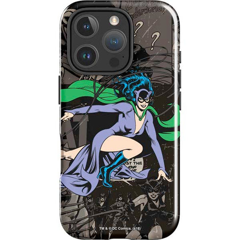 DC Comics Catwoman Vintage Action Pose Pattern iPhone 16 Pro Impact Case