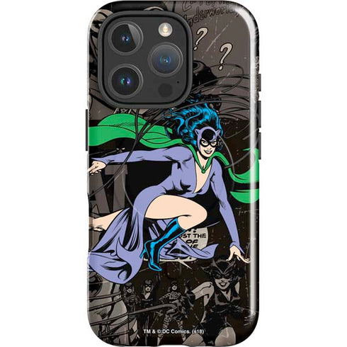 DC Comics Catwoman Vintage Action Pose Pattern iPhone 16 Pro Magsafe Impact Case