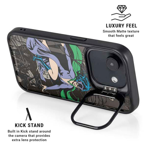 DC Comics Catwoman Vintage Action Pose Pattern iPhone 16e Kickstand Case