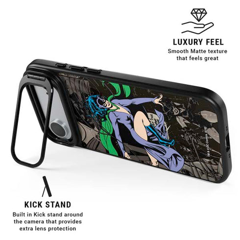 DC Comics Catwoman Vintage Action Pose Pattern iPhone 17 Air Kickstand Case