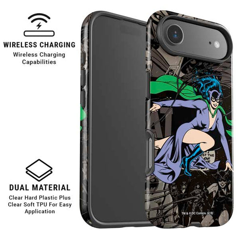 DC Comics Catwoman Vintage Action Pose Pattern iPhone 17 Air Magsafe Impact Case