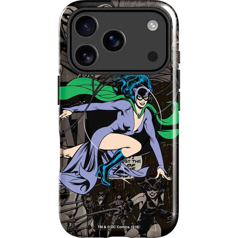 DC Comics Catwoman Vintage Action Pose Pattern iPhone 17 Pro Magsafe Impact Case