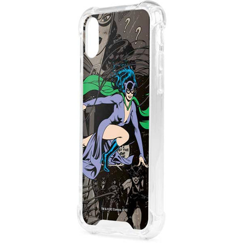 DC Comics Catwoman Vintage Action Pose Pattern iPhone XS Clear Case