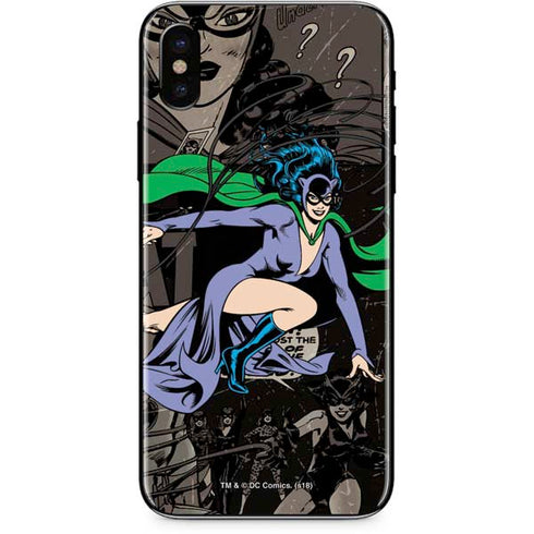 DC Comics Catwoman Vintage Action Pose Pattern iPhone XS Skin