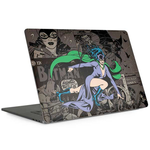 DC Comics Catwoman Vintage Action Pose Pattern MacBook Skins
