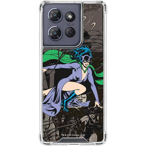 DC Comics Catwoman Vintage Action Pose Pattern Moto G Play 5G (2025) Clear Case