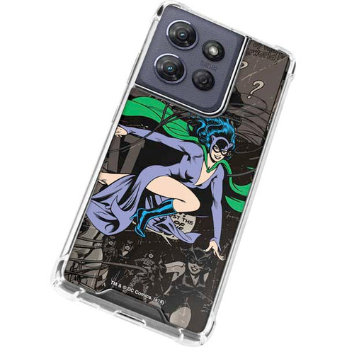 DC Comics Catwoman Vintage Action Pose Pattern Moto G Play 5G (2025) Clear Case