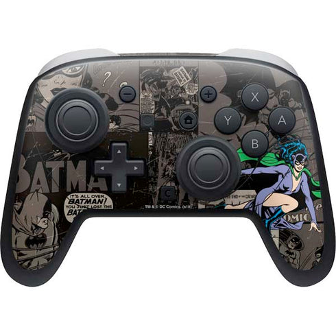 DC Comics Catwoman Vintage Action Pose Pattern Nintendo Switch 2 (2025) Pro Controller Skin