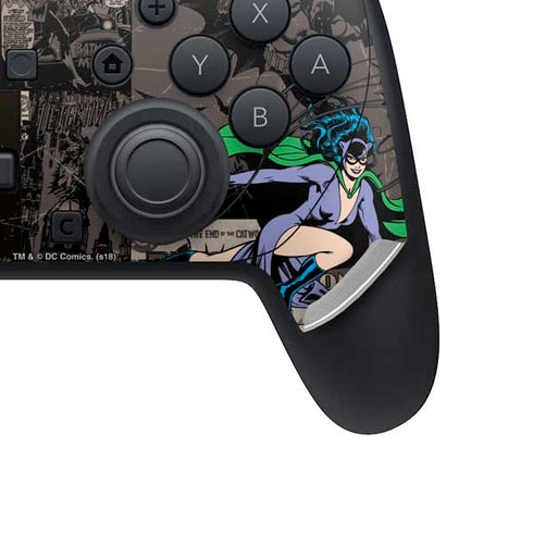 DC Comics Catwoman Vintage Action Pose Pattern Nintendo Switch 2 (2025) Pro Controller Skin