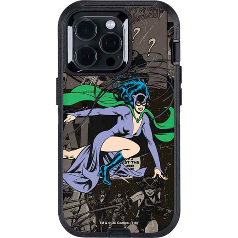DC Comics Catwoman Vintage Action Pose Pattern Otterbox Defender iPhone Skin
