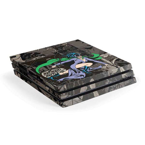DC Comics Catwoman Vintage Action Pose Pattern PS4 Pro Console Skin