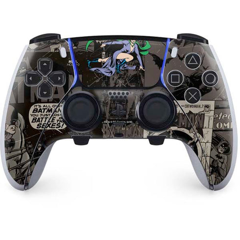 DC Comics Catwoman Vintage Action Pose Pattern PS5 DualSense Edge Pro Controller Skin