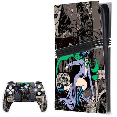 DC Comics Catwoman Vintage Action Pose Pattern PS5 Pro Bundle Skin