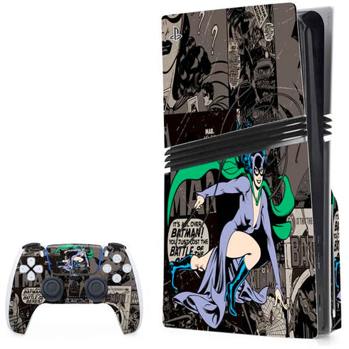 DC Comics Catwoman Vintage Action Pose Pattern PS5 Pro Disk Bundle Skin