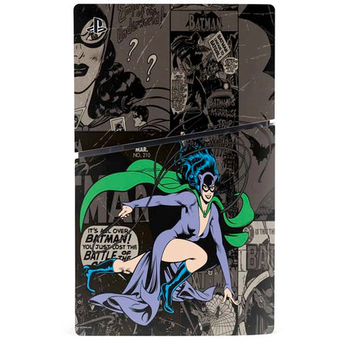 DC Comics Catwoman Vintage Action Pose Pattern PS5 Slim Digital Edition Console Skin