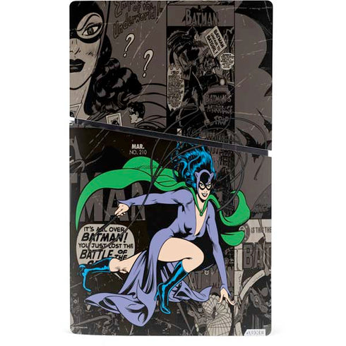 DC Comics Catwoman Vintage Action Pose Pattern PS5 Slim Digital Edition Console Skin