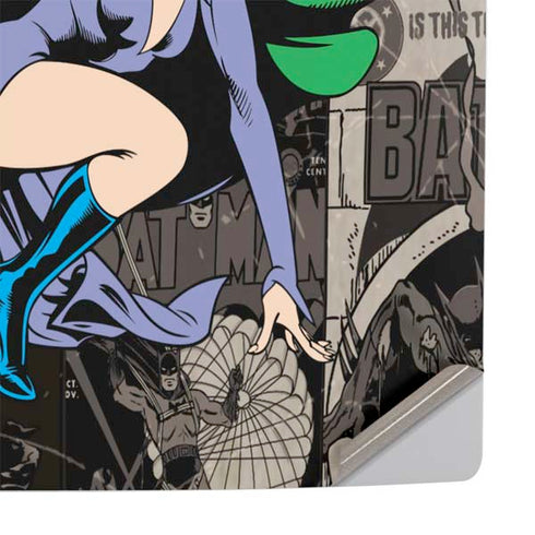 DC Comics Catwoman Vintage Action Pose Pattern PS5 Slim Digital Edition Console Skin